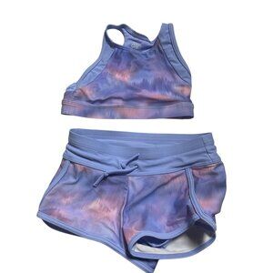Athleta Girl XS Tie-Dye Sports Bra &‎ Shorts Set Purple/Blue